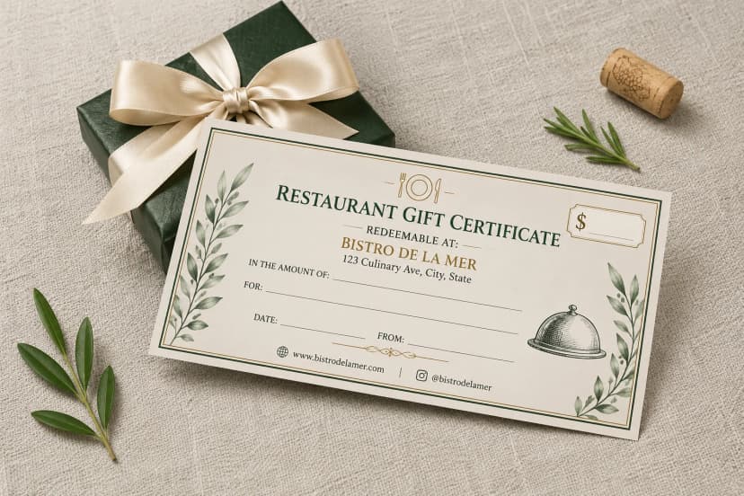 Restaurant Gift Certificates